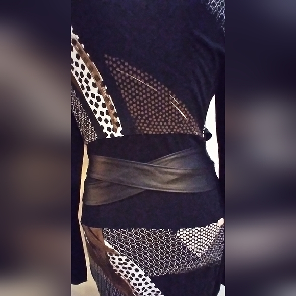 Venus Women's Dress Size Small Stunning Unique Faux Patchwork Leather Dress - Picture 3 of 7